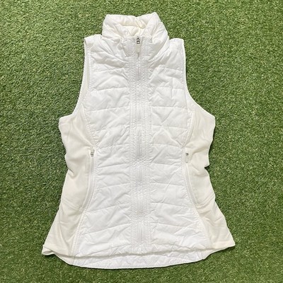 Lululemon Another Mile Vest Women Size 8 Zip White Puffer Active Athletic Hiking