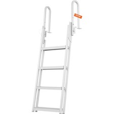 Dock Ladder Flip Up 4 Steps, 350lbs Load Capacity, Aluminum Pontoon Boat L