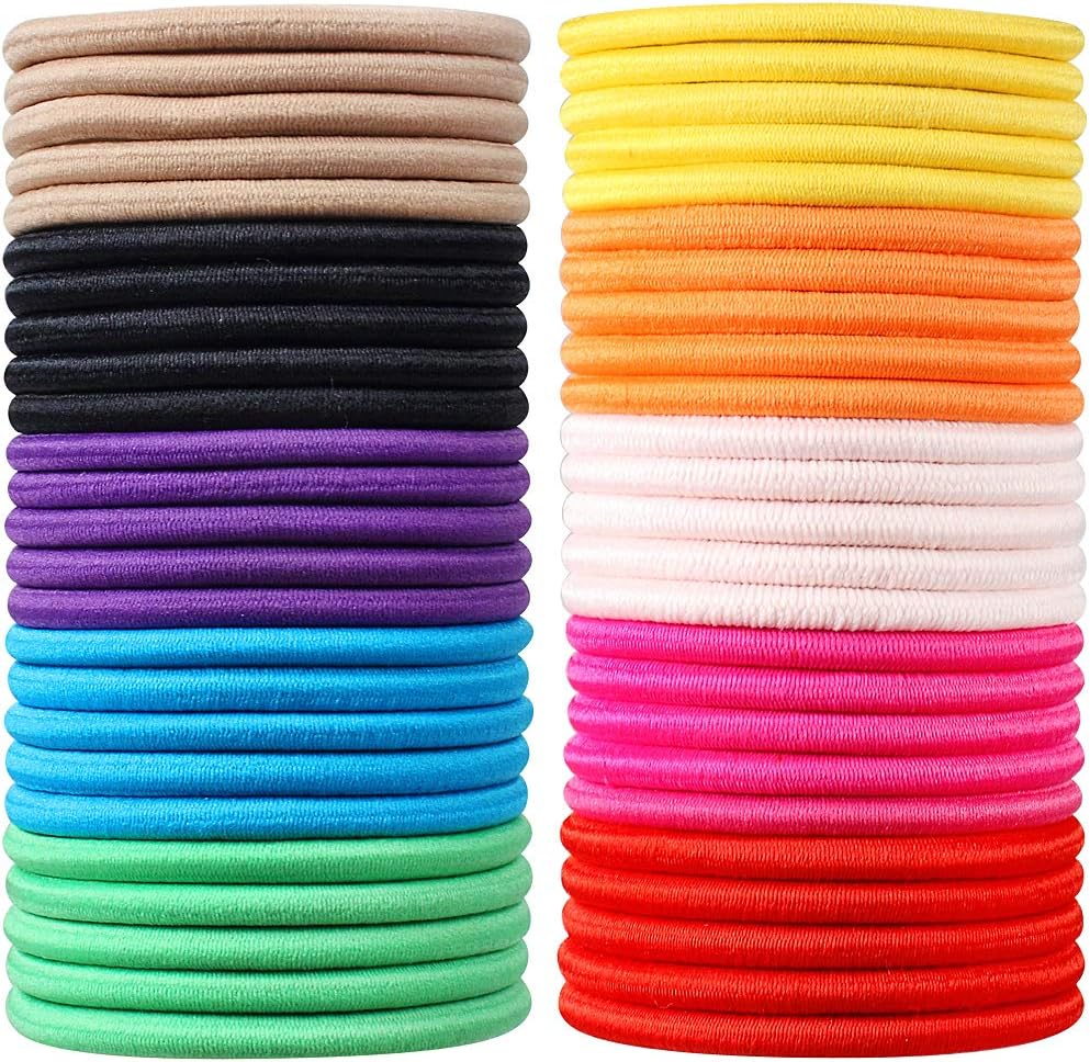 Elastic Hair Bands, 50Pcs Multicolor Elastic Hair Ties Ponytail Holders, 4Mm Hai