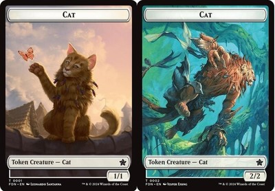 Cat (0001) // Cat (0002) Doubled-Sided Token, Foundations, Lightly Played x 1 MT