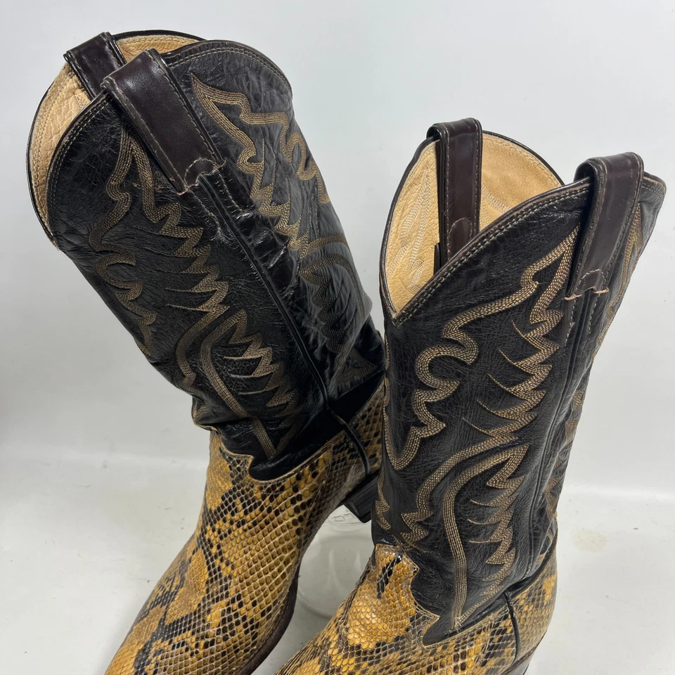 JUSTIN ботинки мужские 9 питон змеиная кожа ковбой Western кожи 8621 коричневый - Изображение 3 из 4