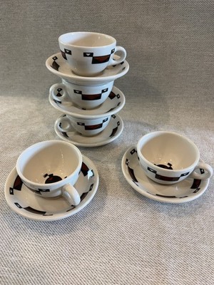 Vintage 1950s Sterling China Ahwahnee Hotel Yosemite Cup Saucer Set of 5 Native
