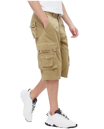 NEU BEST SOUTH Herren Capri Long Twill Cargo Shorts Khaki Gr. 34
