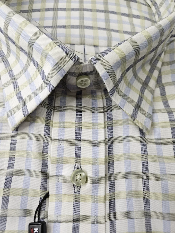 Kirkland Signature Shirt Men 2XL/2XX White Blue Green Stripe Button Long NWT - Image 4 of 4