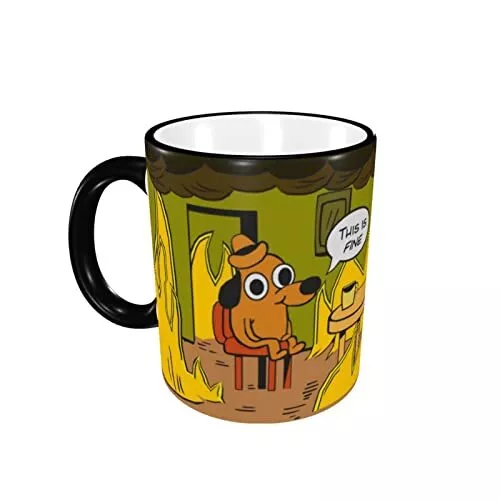 This Is Fine Mugfuny Mug Travel Coffee Mug For Men Women 11 Ounce Ceramic  Tea Cu