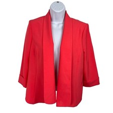 Evan Picone Black Label Jacket Women's Size 8 Open Front Blazer 3/4 Sleeve Pink