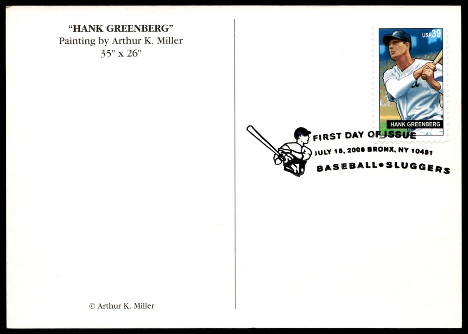 2006 Detroit Tigers Hank Greenberg Painting by Arthur Miller Postcard - Image 2 of 2