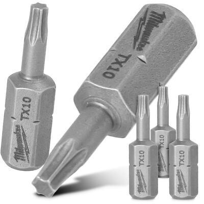 3x Magnetisch Bit TX10 25 mm TORX Stahl Schraubendreher 1/4 Schaft Magnet Kurz