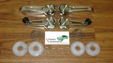 Window Cranks + Door Handles 14pc Kit 60-64 Black Knob w/Springs Washers Clips