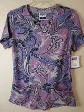 Strictly Scrubs Stretch Womens Floral Print Scrub Top Size XS NWT