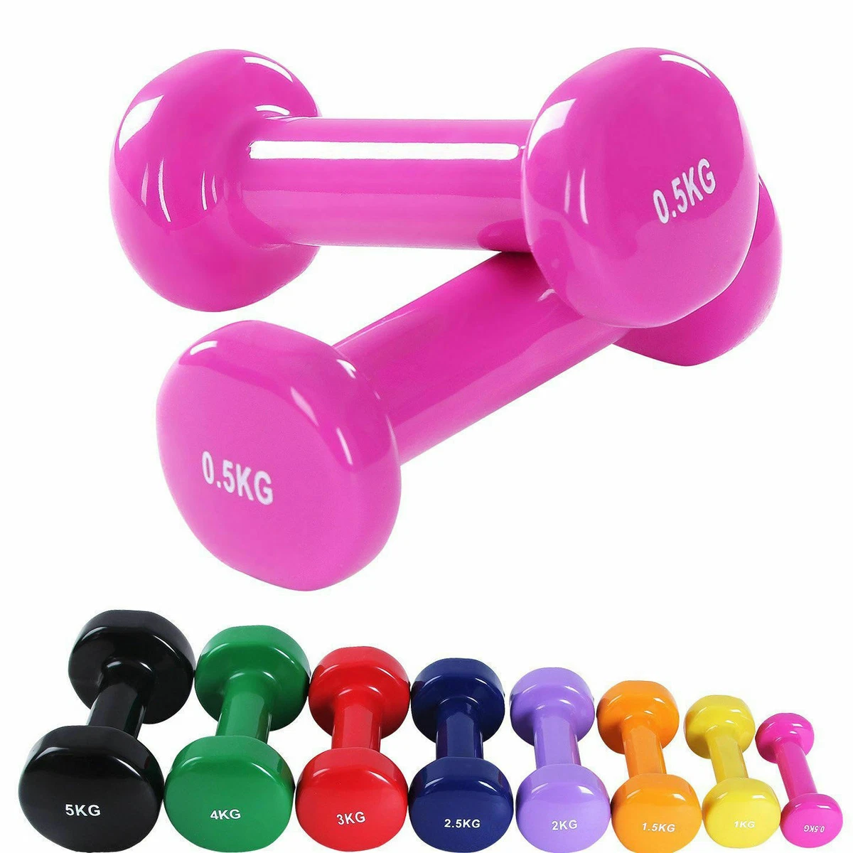 Vinyl Dumbbell Set Solid Aerobic Training Weights Strength Home Dumbbells  Gym | eBay