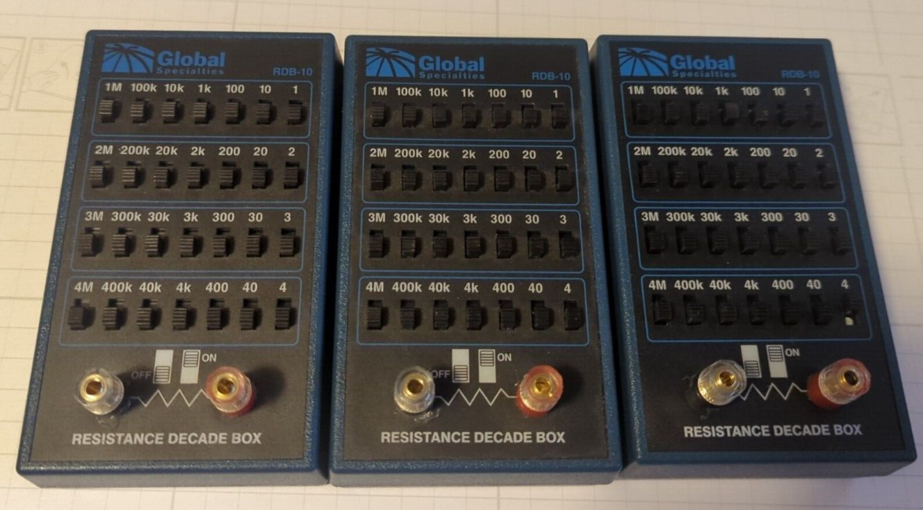 Lot of 3 Global Specialties RDB10 Decade Box 1 ohm to 11 megaohm, 1