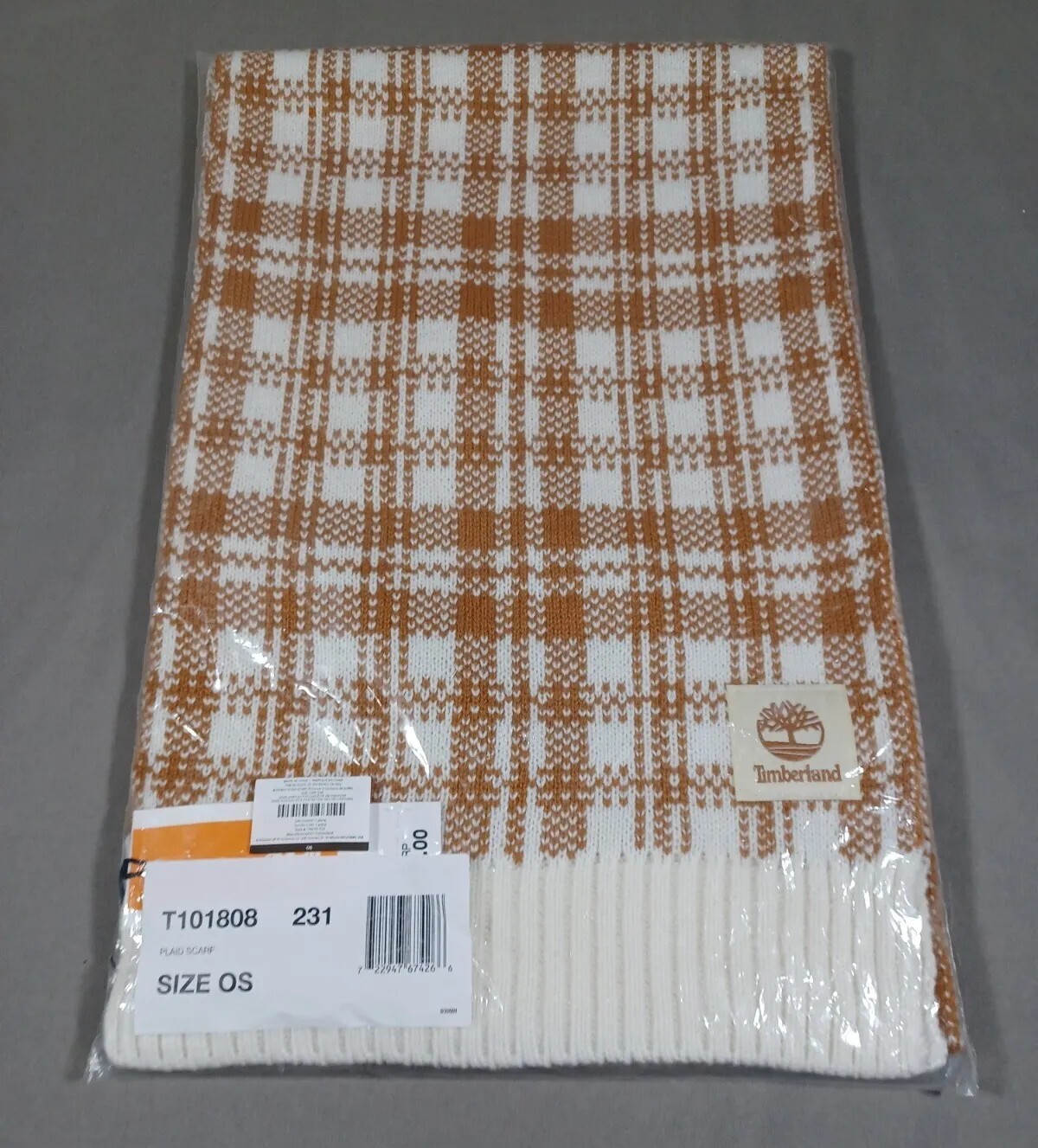 Timberland Scarf Womens Wheat Buffalo Plaid One Size New
