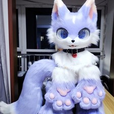 Fursuit Husky Fox Mascot head  PAWS  Tail Halloween Party Fur Cosplay 070 