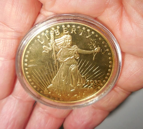 VINTAGE 24K GOLD FILLED LIBERTY COIN BEAUTIFUL (COPY) DESIGN MINT MARK