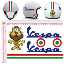 Vespa adesivi casco leone strisce italia sticker helmet leon italian flag 6 pz.