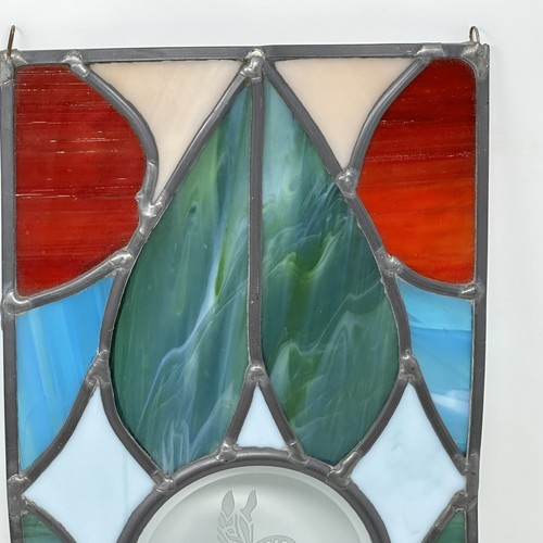 Leaded Stained Glass Panel Suncatcher Etched Zebra 14.5"x8 3/4 Signed & Numbered - Picture 3 of 10