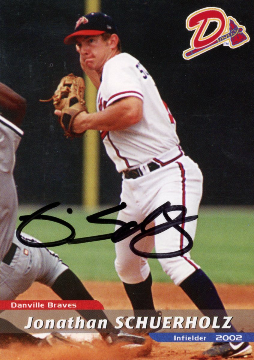 2002 Danville Braves JONATHAN JON SCHUERHOLZ Signed Card autograph