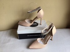 New Womens De Blossom Collection Champagne Shimmer Rhinestone Strap High Heel 7