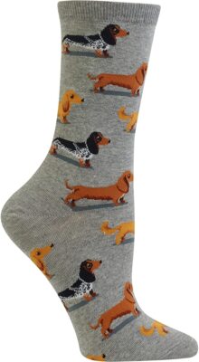 Hot Sox Dachshunds Socks, Sweat Heather Grey, 1 Pair, Womens Shoe Size 4-10