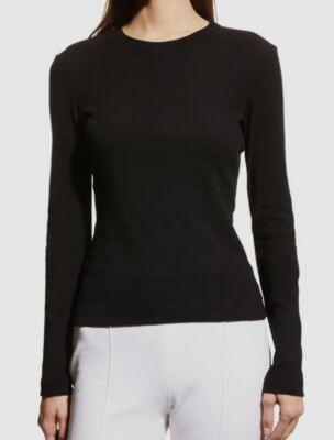 $425 Rosetta Getty Women's Black Long-Sleeve Italy Slim Cotton Shirt Top Size XS