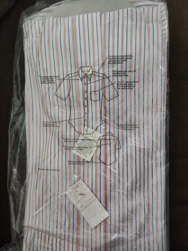 Lord & Taylor Regular Fit Button Collar Striped Dress Shirt 17 Short Sleeve  - Picture 4 of 6