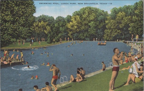 Postkarte Schwimmbad Landa Park New Braunfels Texas TX