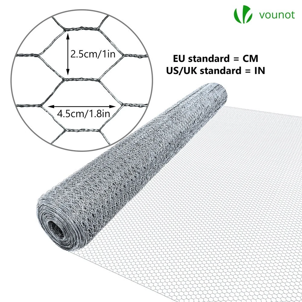 VOUNOT Grillage a poule avec fils 25mm en acier galvanise 1x50M - Photo 2/4