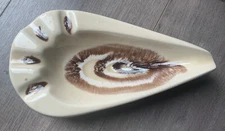 Vintage Ceramic Swirl Drip Ashtray Mid Century Modern Made USA Brown,Beige,white