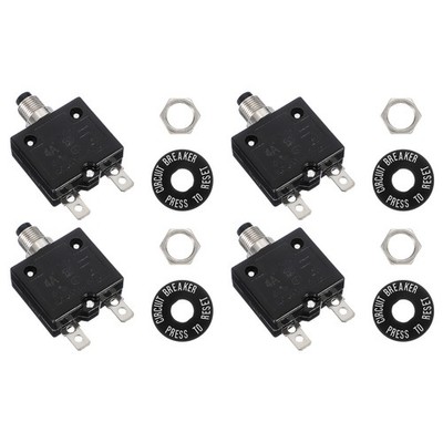 4 Pcs 5Amp Push Button Circuit Breaker,125/250V AC 50V DC Overload Protector