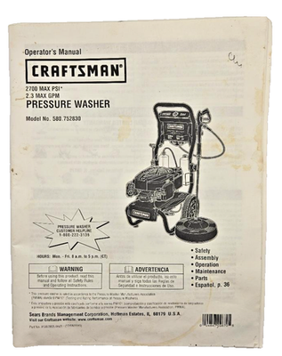 #ad Owner#x27;s Manual amp; Parts List ONLY Craftsman Pressure Washer Model 580.752830 $12.95