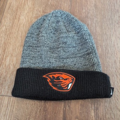 Nike Oregon State Beavers Beanie Winter Gray Black Orange Mascot Logo