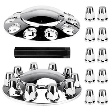 1 Pair 33mm Nut Covers For Semi Truck Chrome Front Wheel Covers Hub Axle Cover