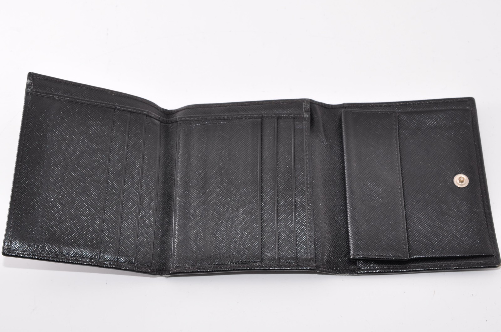 PRADA Triangular Logo Tri-Fold Wallet Saffiano Le… - image 8