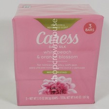 3 bars Caress Daily Silk Moisturizing Bar Soap WHITE PEACH  ORANGE BLOSSOM