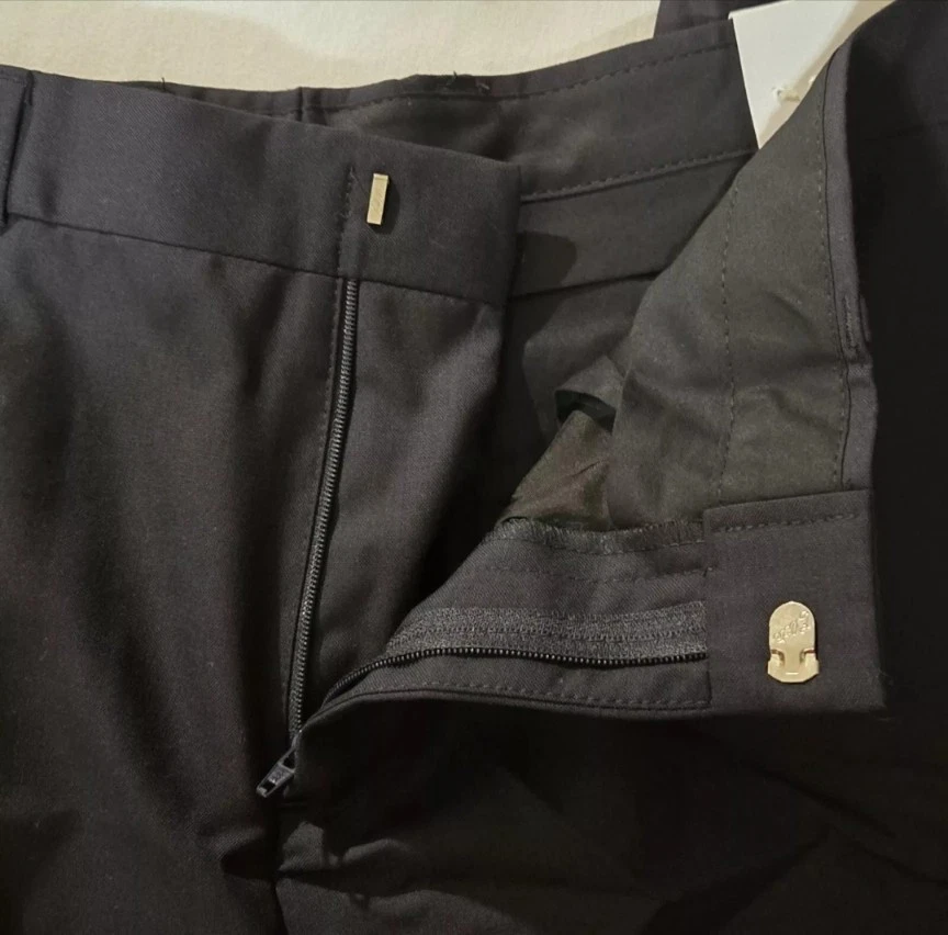 Брюки Brooks Brothers молодежные размер 18 черные шерстяные флисовые плоские спереди прямые штанины - Изображение 3 из 4