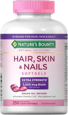 Nature's Bounty Hair Skin & Nails, 5000 mcg Biotin Extra Strength - 250 Softgels