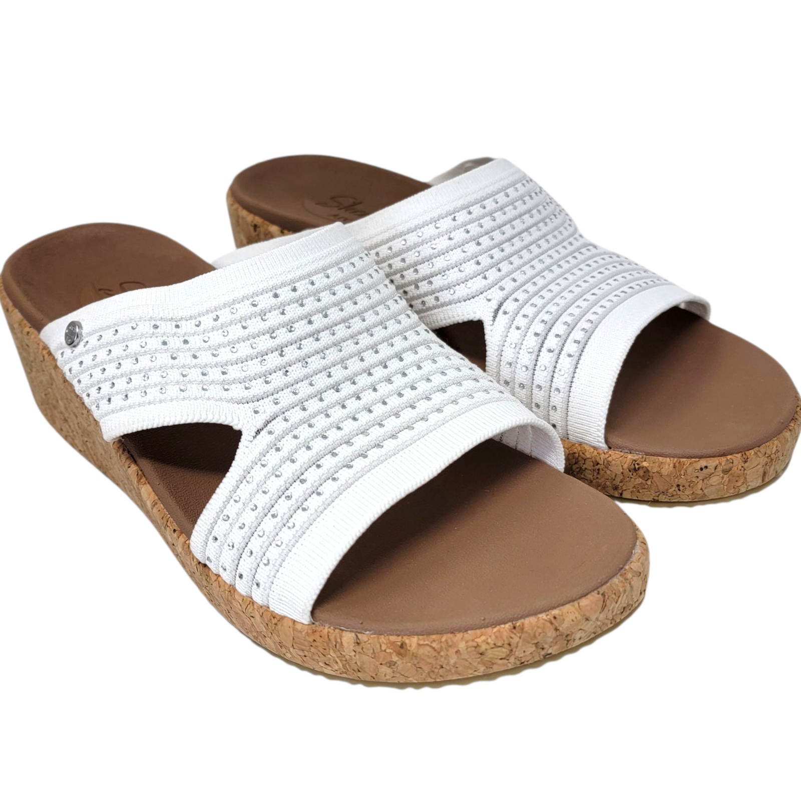 APL Sandali Skechers Arch Fit donna 9 Beverlee zeppe dolci pizzo bianco comodi
