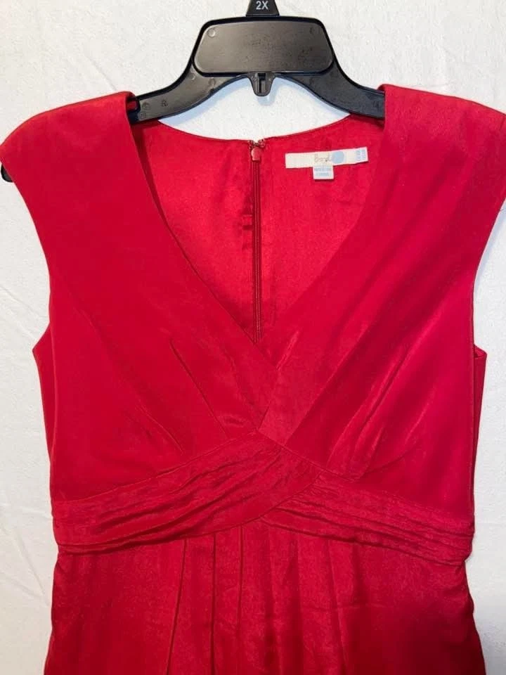 Vestido Boden para mujer talla 6R rojo 100 % seda forrado manga gorra cuello en V cremallera trasera Foto 2 de 4