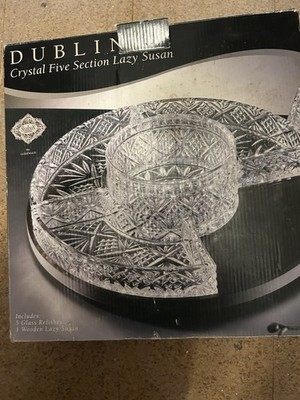 Dublin Crystal Five Section Lazy Susan Shannon Crystal By Godinger New Open Box