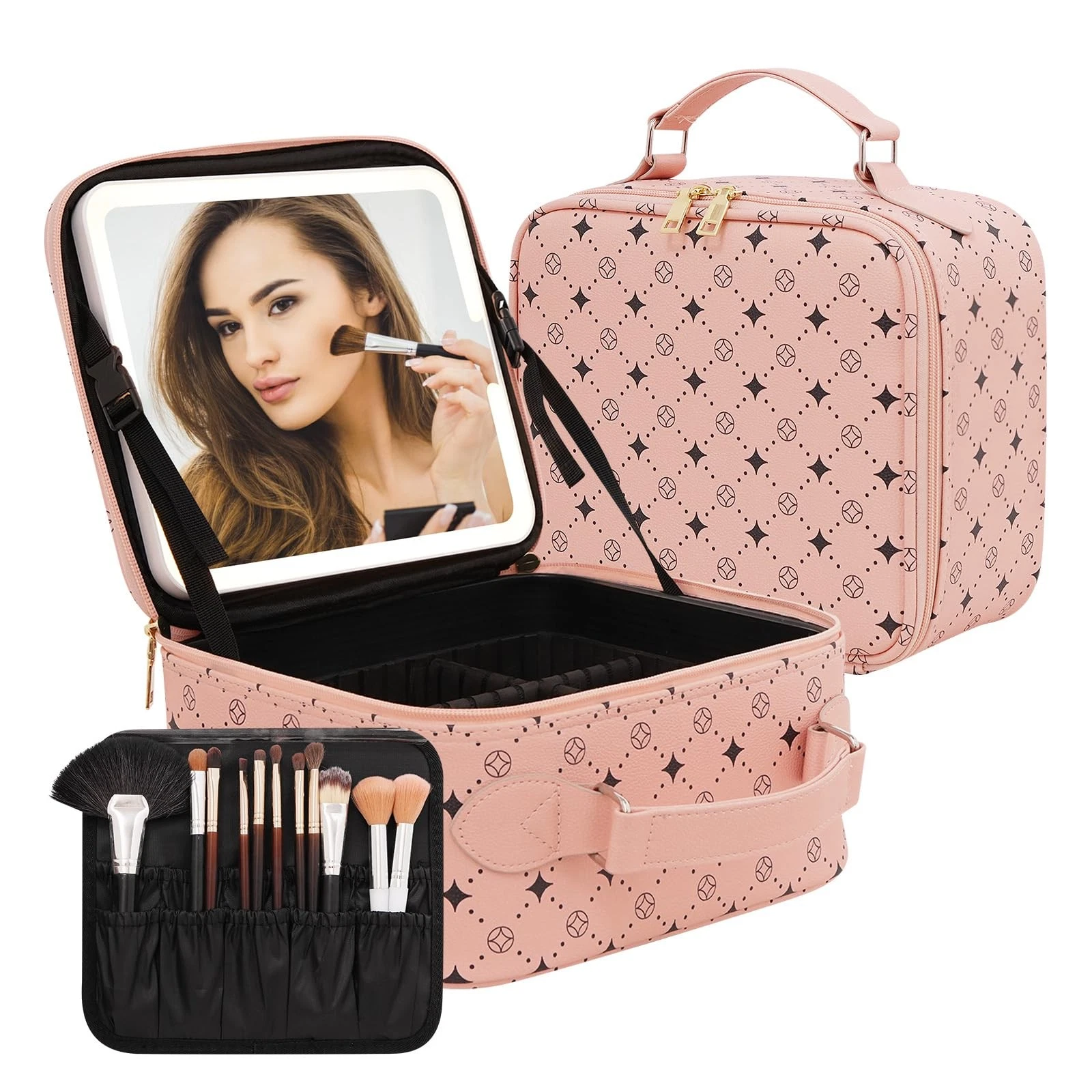 M Y U R E N Travel Makeup Bag With 360° rotating LED Mirror,Waterproof cosmet...
Opens in a new wind