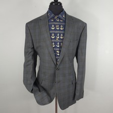 Jos A Bank Blazer Mens 48L Green Plaid Linen Wool brrr Tailored Sport Coat 1905
