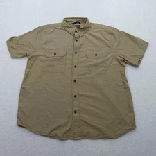 Carhartt Shirt Mens Extra Large Beige Cotton Button Down Loose Fit Casual TW4369