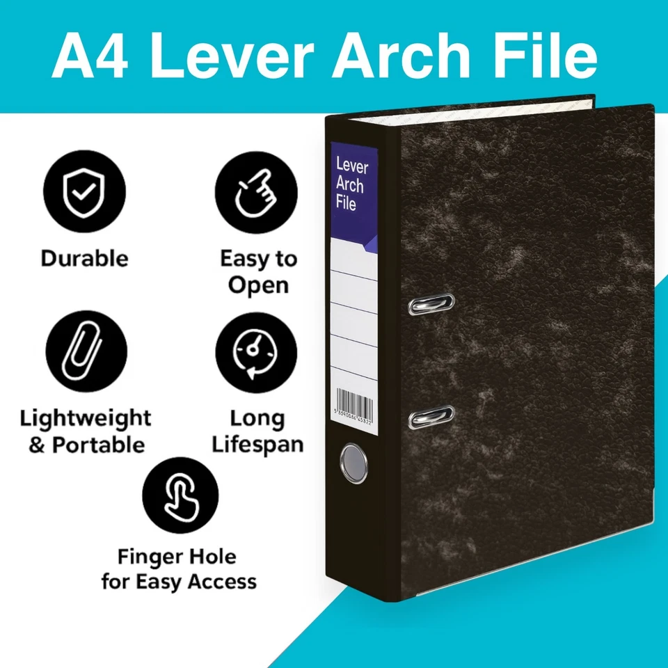 A4 Large Lever Arch Folder – 75mm Ring Binder for Paper & Document Storage - Image 3 of 4