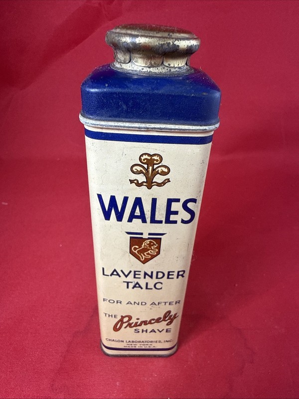 Vintage Wales Lavender Talc Half Full Chalon Laboratories Princely Shave 1940s