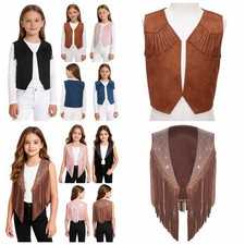 Unisex Halloween Western Cowboy Cowgirl Cosplay Costumes Tassel Waistcoat Top