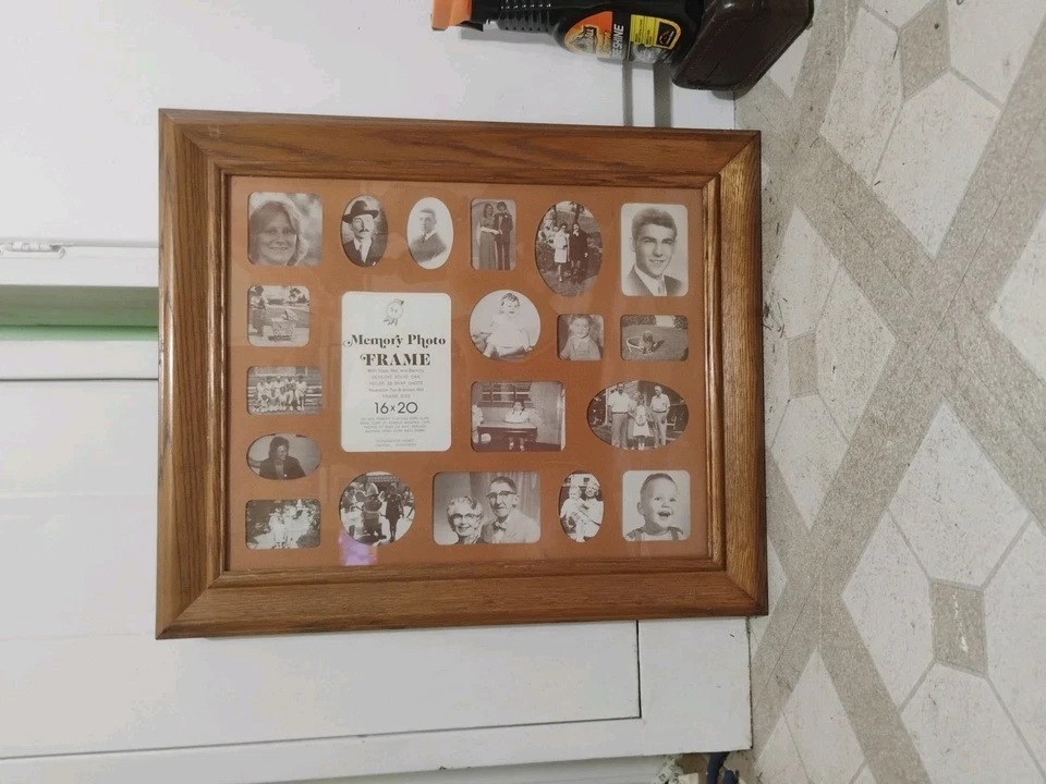 Marco de fotos conmemorativo de madera NUEVO roble familia memoria collage recuerdo soporte de madera Foto 3 de 4