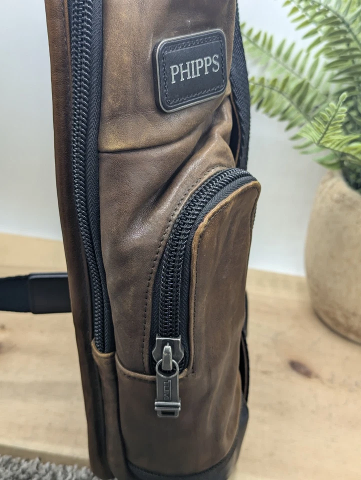 Tumi Alpha Bravo Mochila de Cuero Marrón Senderismo Escuela Trabajo Bolsa de Transporte Foto 4 de 4