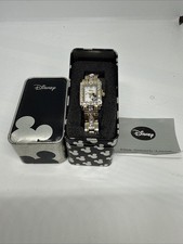 Disney Mickey Mouse Watch FAUX PEARL DIAL CRYSTAL New
