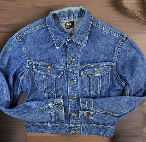Vintage 60s Lee Sanforized Jean Jacket Denim Union Made PATD-153438 40" Blue